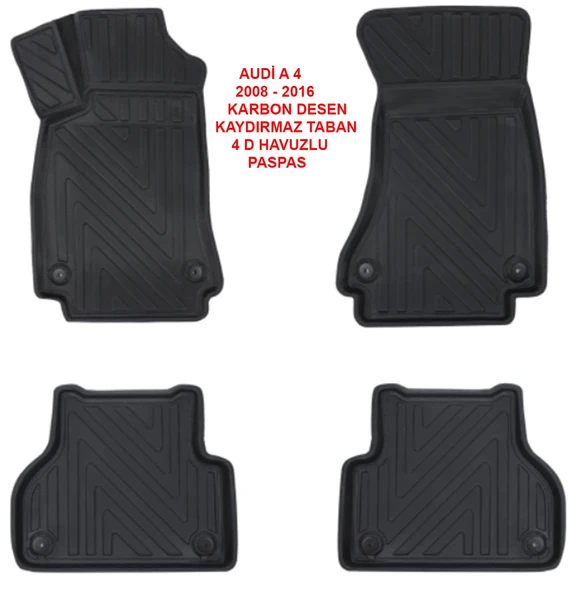 Audi A-4 2008-2016 4D Premium Havuzlu Paspas-Kaydırmaz Taban ürün görseli 1