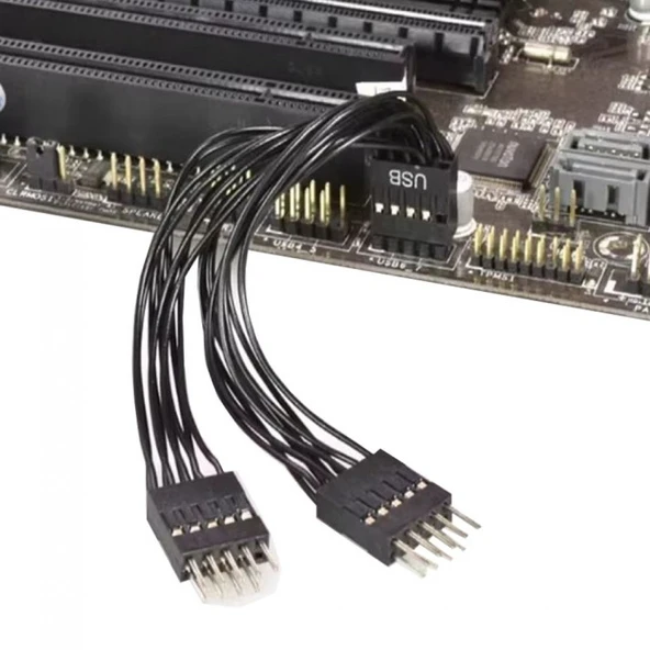 anakart için USB 2.0 uzatma kablosu 9 pinli 1 dişi 2 erkek Y kablo ürün görseli 1