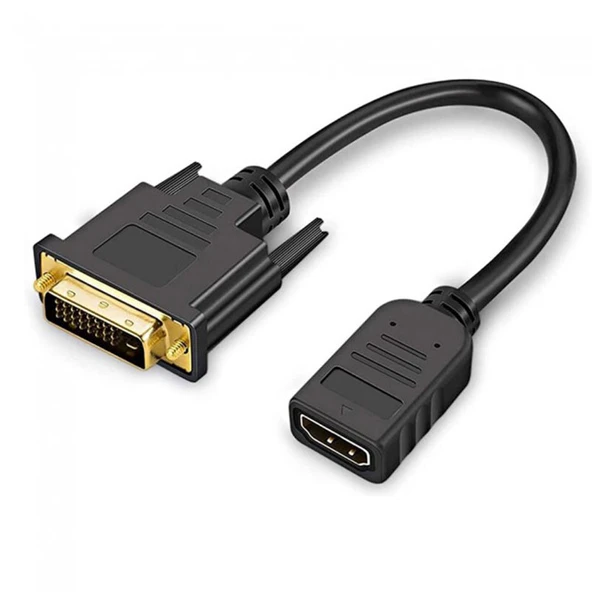 DVI -D 24+1 erkek to Hdmı dişi çevirici video kablo 30 cm ürün görseli 1