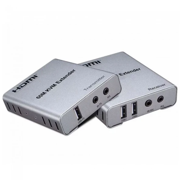 HDMI 60m KVM Extender + audio alıcı verici 1080p cat6 hdmı uzatıcı ürün görseli 1
