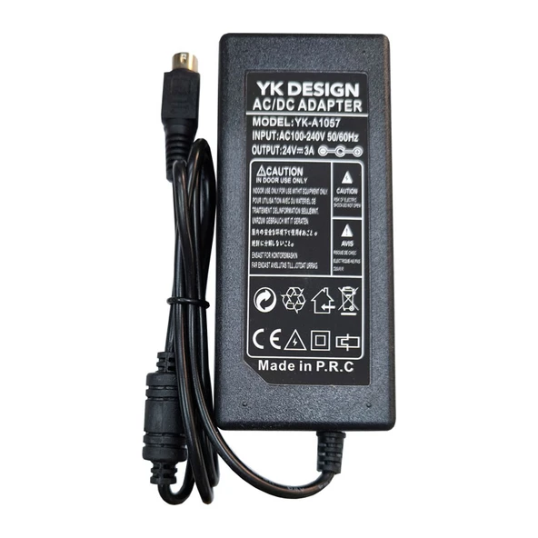 AC-DC 24V 3A  3 pin yazıcı adaptörü 24 volt 3 amper 3 pinli adaptör ürün görseli 1