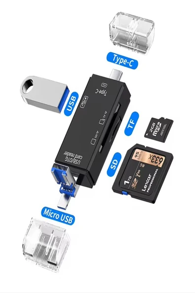 ULTRATEKNO 6in1 Tablet Telefon Uyumlu Micro SD Hafıza Kartı ve USB Flash Bellek , Klavye , Mouse OTG Çevirici ürün görseli 1