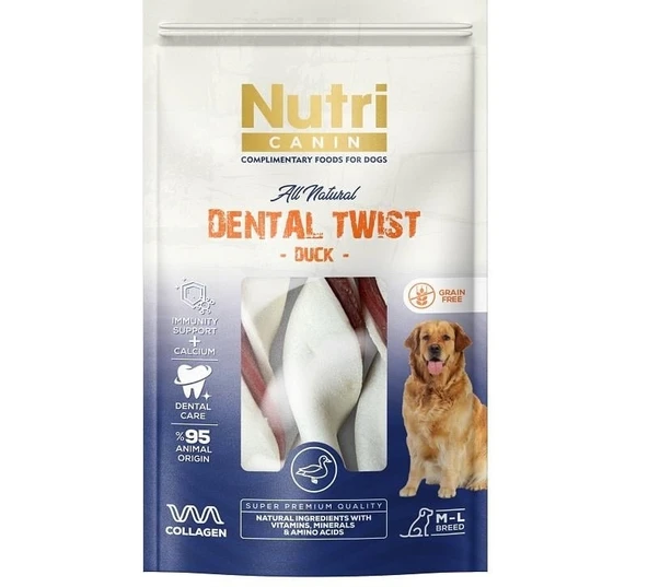 Nutri Canin Dental Twist Ördekli Köpek Ödülü M/L 120 Gr ürün görseli 1