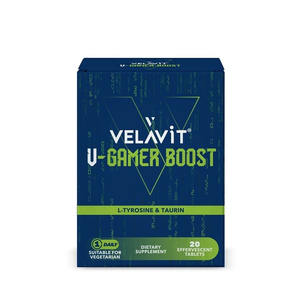 Velavit V-Gamer Boost L-TYROSINE TAURIN 20 Efervesan Tablet ürün görseli 1