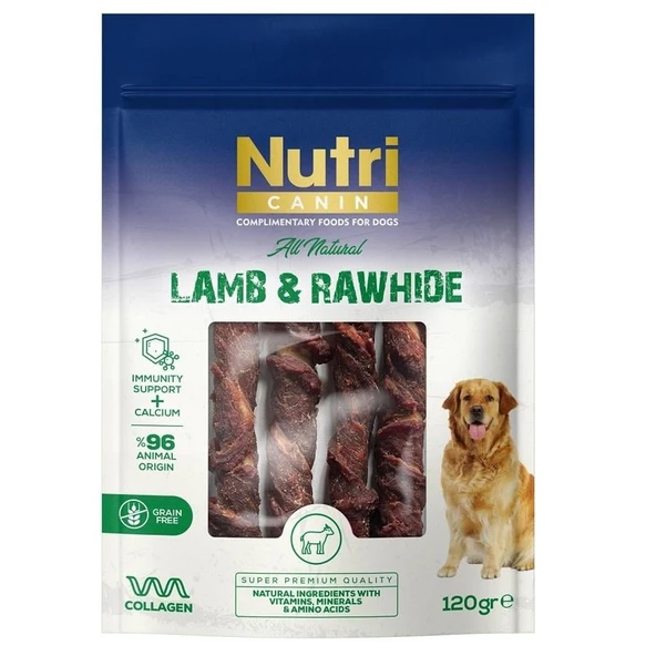 Nutri Canin Kuzu Eti Sarılı Kemik Köpek Ödülü 120 Gr ürün görseli 1
