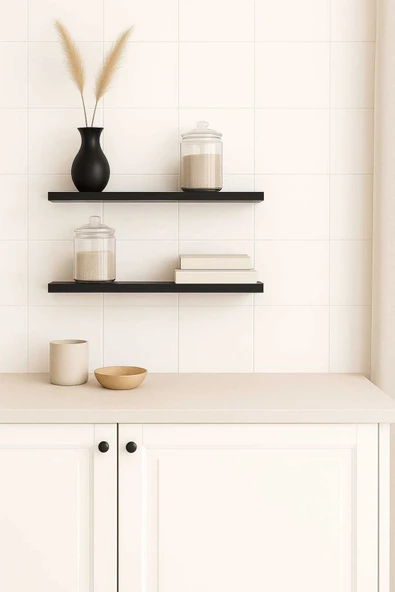 yankı-byeg 40 Cm 2li Mat Siyah Mdf Uçan Duvar Rafı Gizli Bağlantı Kitaplik ürün görseli 1