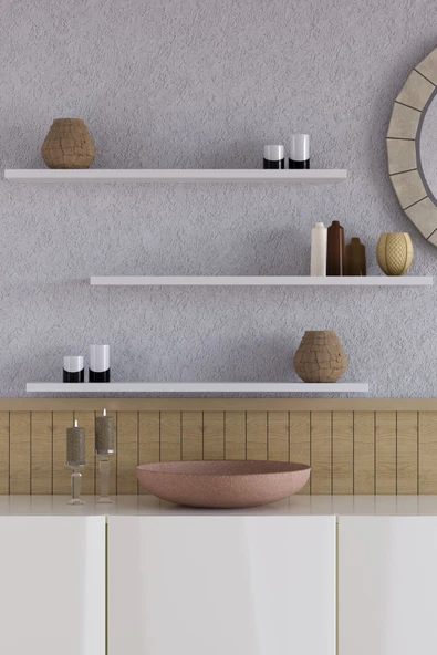 yankı-byeg 70 Cm 3lü Mat Beyaz Mdf Uçan Duvar Rafı Gizli Bağlantı Kitaplık Dekoratif Raf ürün görseli 1