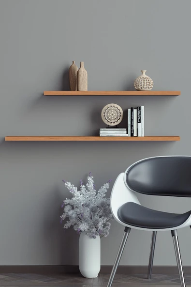 yankı-byeg 80 Cm 60 Cm 2li Safir Meşe Mdf Uçan Duvar Rafı Gizli Bağlantı Kitaplık ürün görseli 1