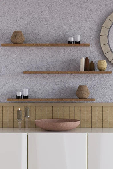 yankı-byeg 70 Cm 3lü Safir Meşe Mdf Uçan Duvar Rafı Gizli Bağlantı Kitaplık ürün görseli 1