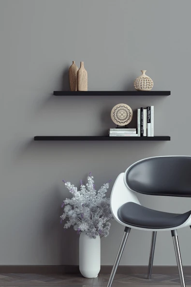 yankı-byeg 50 Cm 60 Cm 2li Mat Siyah Mdf Uçan Duvar Rafı Gizli Bağlantı Kitaplık ürün görseli 1