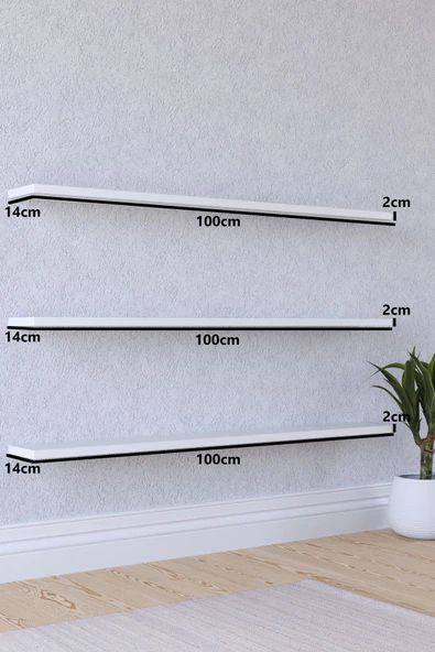 yankı-byeg 100 Cm 3lü Mat Beyaz Mdf Uçan Duvar Rafı Gizli Bağlantı Kitaplık ürün görseli 1