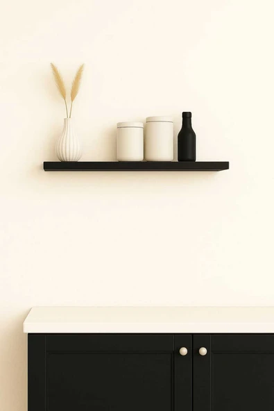 yankı-byeg 40 Cm Mat Siyah Mdf Uçan Duvar Rafı Gizli Bağlantı Kitaplık Ahşap ürün görseli 1