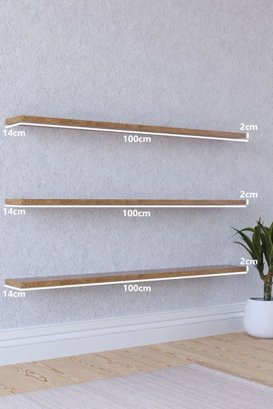 yankı-byeg 100 Cm 3lü Safir Meşe Mdf Uçan Duvar Rafı Gizli Bağlantı Kitaplık ürün görseli 1