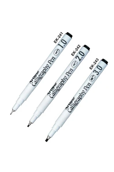 Kaligrafi Kalemi Siyah 1 2 3 Mm Düz Kesik Uç Arabic Ergolıne Calligraphy 3 Adet ürün görseli 1