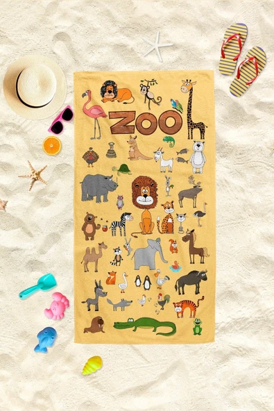 Zoo Desenli Plaj Havlusu ürün görseli 1