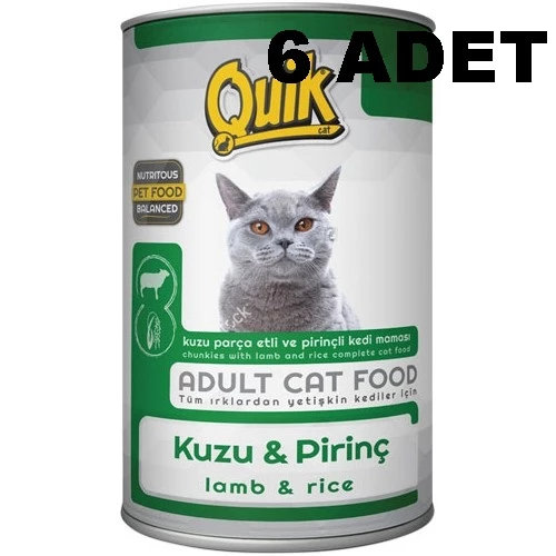 Quik Kedi 6 Adet 415 gr Kuzu Etli-Pirinç Konserve skt:06/2028 ürün görseli 1