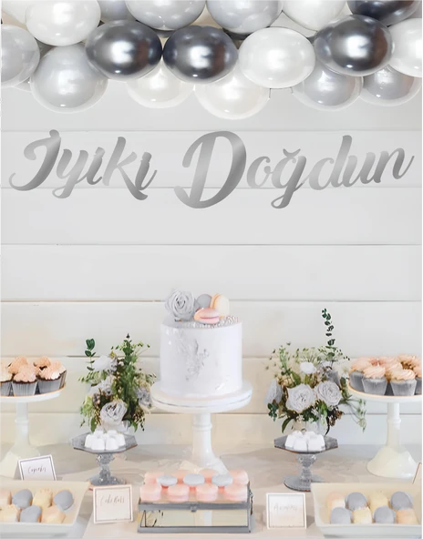 İyiki Doğdun Gümüş Kaligrafi Banner ürün görseli 1