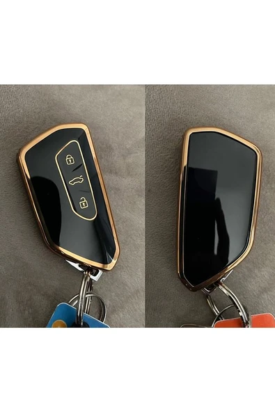 Golf 8 Kumanda Kılıfı Seat Skoda Siyah Gold Altın Renk ürün görseli 1