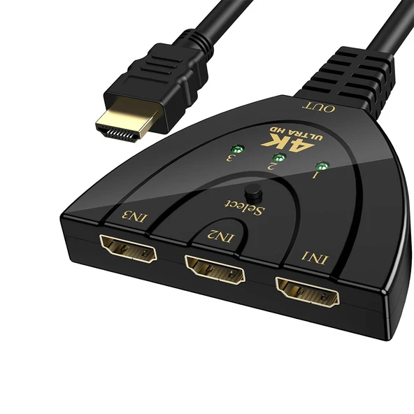 hdmi splitter 3 port hdmı 4k ultra splitter 3 girş 1 çıkış HD splitter ürün görseli 1