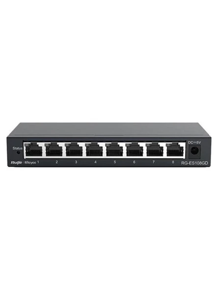 Ruijie Reyee RG-ES108D 8 Port 10/100 Mbps Çelik Kasa Switch ürün görseli 1