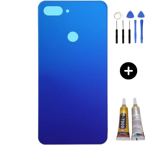 Xiaomi Mi 8 Lite Uyumlu Arka Pil Kapağı Mavi + Montaj Seti ürün görseli 1