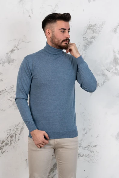 BOĞAZLI SLİMFİT ERKEK TRİKO KAZAK - Resim 3