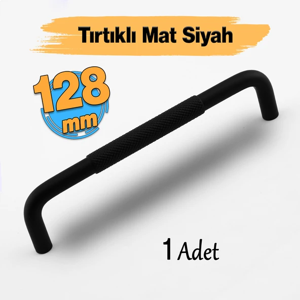 Uber Tırtıklı Mat Siyah Metal Kulp 128 mm Mobilya Çekmece Mutfak Dolabı Dolap Modern Kapak Kulpları ürün görseli 1