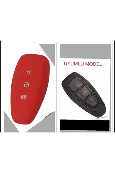 Fiesta Kuga Focus C-max Silikon Anahtar Kılıf (sustasız) Kırmızı Renk ürün görseli 1