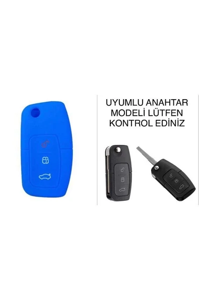 Fiesta Focus B-max Kuga Silikon Anahtar Koruma Kılıfı Mavi Renk ürün görseli 1