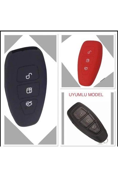 2 Adet Fiesta Kuga Focus C-max Silikon Anahtar Kılıf (sustasız) Siyah Ve Kırmızı Renkler ürün görseli 1