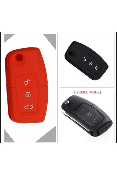 2 Adet Fiesta Focus B-max Kuga Silikon Anahtar Koruma Kılıfı Siyah Ve Kırmızı ürün görseli 1