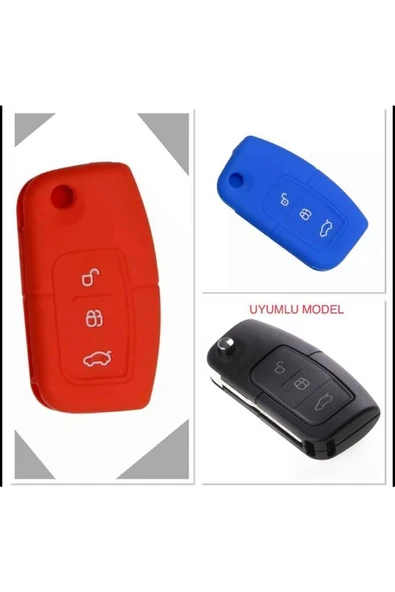 2 Adet Fiesta Focus B-max Kuga Silikon Anahtar Koruma Kılıfı Mavi Ve Kırmızı Renk ürün görseli 1