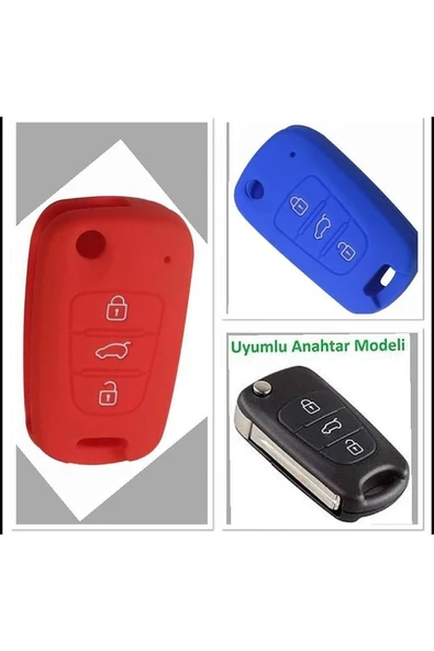 2 Adet Accent Era I20 I30 Elantra Silikon Anahtar Koruma Kılıfı Kırmızı Ve Mavi Renk ürün görseli 1