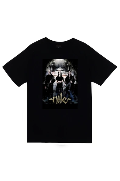 fame-stoned Nile – Müzik Grubu Baskılı Unisex %100 Pamuk Siyah T-shirt ürün görseli 1