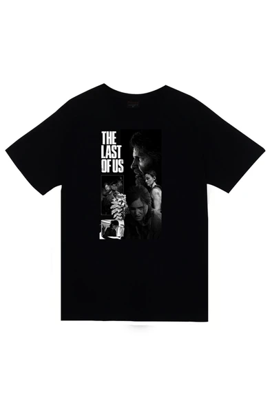 fame-stoned The Last of Us – Ellie & Joel Baskılı Unisex %100 Pamuk Siyah T-shirt ürün görseli 1