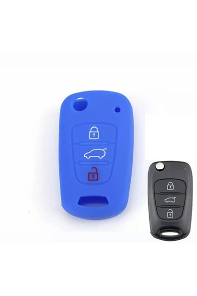 Accent Era I20 I30 Elantra Silikon Anahtar Koruma Kılıfı Mavi Renk Lütfen Anahtar Teyiti Yapınız ürün görseli 1
