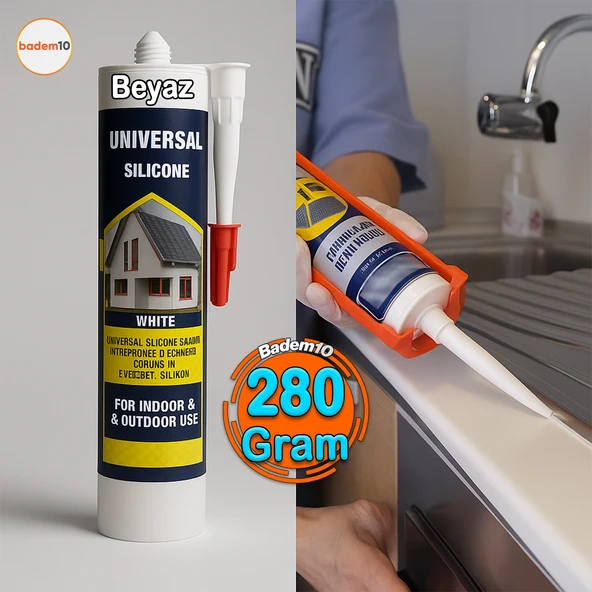 Genel Amaçlı Beyaz Universal Silikon 280 ml İç Dış Mekan Kapı Pencere Uygun Su Geçirmez Sızdırmazlık ürün görseli 1