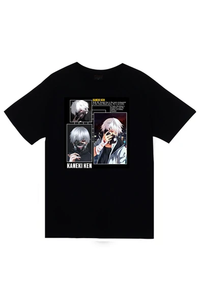 fame-stoned Tokyo Ghoul Kaneki Ken Baskılı Unisex %100 Pamuk Siyah T-shirt ürün görseli 1