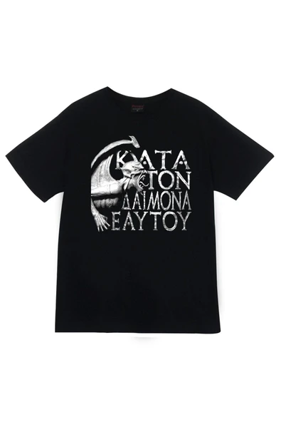 fame-stoned Rotting Christ Baskılı Unisex %100 Pamuk Siyah T-shirt ürün görseli 1