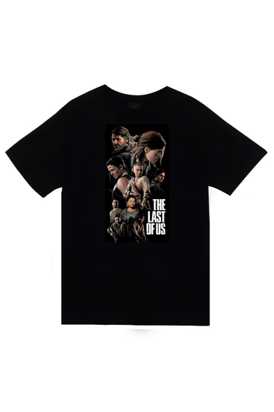 fame-stoned The Last of Us – Ellie & Joel Baskılı Unisex %100 Pamuk Siyah T-shirt ürün görseli 1