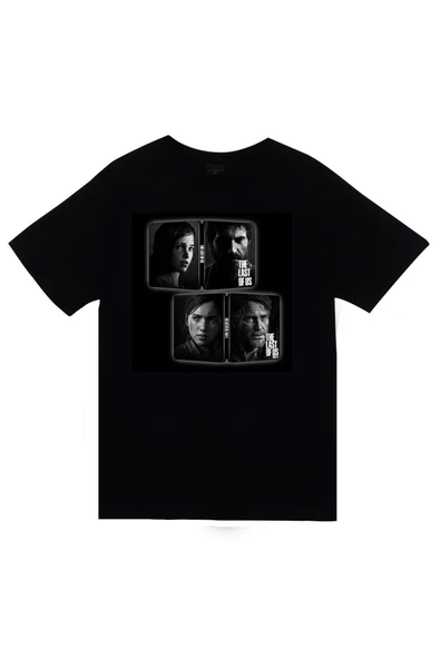 fame-stoned The Last of Us – Ellie & Joel Baskılı Unisex %100 Pamuk Siyah T-shirt ürün görseli 1