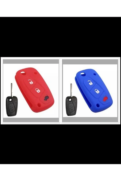 2 Adet Fiat Punto Panda Uno Doblo Ducato Silikon Anahtar Koruma Kılıfı Kırmızı Ve Mavi ürün görseli 1