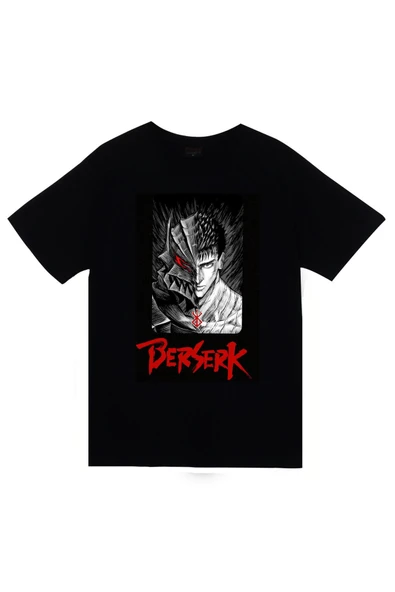 fame-stoned Berserk Anime Baskılı Unisex %100 Pamuk Siyah T-shirt ürün görseli 1