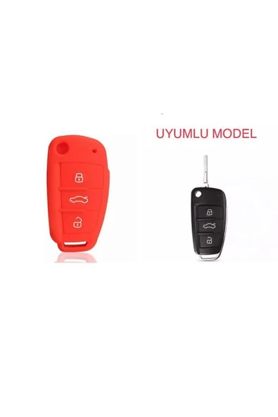 A1 A3 A4 A6 Q7 Silikon Anahtar Koruma Kılıfı Kırmızı Renk ürün görseli 1