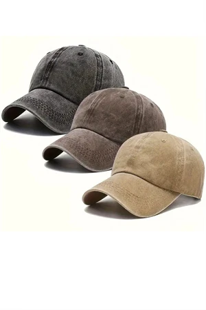 3'lü Vintage Baseball Şapka Seti – Düşük Profilli, Unisex, Ayarlanabilir Tasarım ürün görseli 1