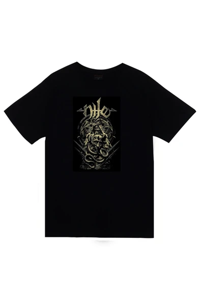 fame-stoned Nile – Müzik Grubu Baskılı Unisex %100 Pamuk Siyah T-shirt ürün görseli 1