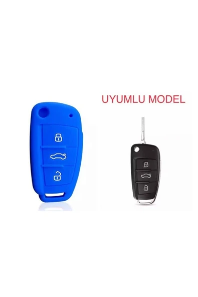 A1 A3 A4 A6 Q7 Silikon Anahtar Koruma Kılıfı Mavi Renk ürün görseli 1