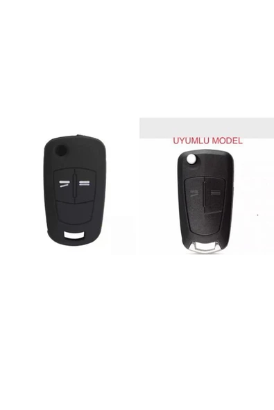 Opel Astra H Corsa D Uyumlu Anahtar Silikon Kılıfı 2 Tuşlu Model Siyah Renk ürün görseli 1