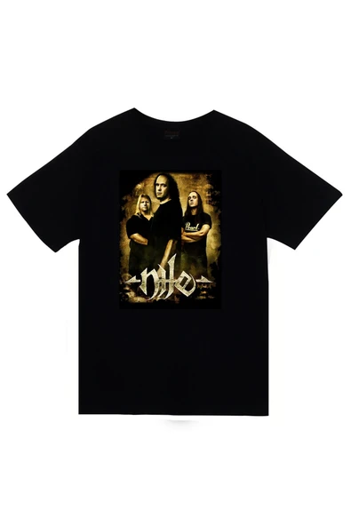fame-stoned Nile – Müzik Grubu Baskılı Unisex %100 Pamuk Siyah T-shirt ürün görseli 1