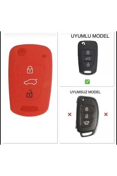Accent Era I20 I30 Elantra Silikon Anahtar Koruma Kılıfı Kırmızı Renk Lütfen Anahtar Teyiti Yapınız ürün görseli 1